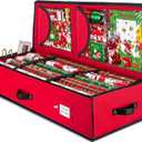 ZOBER Gift Wrapping Paper Organizer Storage - 40" Gift Wrap Storage Containers with Interior Pockets for Bows, Tags & Ribbons - Wrapping Paper Holder, 600D Oxford, Fits 24 Standard Rolls, Red/Black