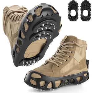 Ice Cleats for Shoes and Boots with 30 Spikes Anti Slip Snow Crampons (Large)