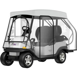 Rosefray Golf Cart Enclosure - 2+2 Drivable Rain Cover for Short Roof 58" EZGO, Club Car - Durable Door Zipper, 4-Sided Clear Windows (4 Seater) (Gray)