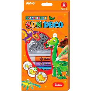 AMOS Sun Deco Window Art  10.5 ml x 6 Colors  6 Small Suncatchers for Kids (Dino), DIY Painting Craft Kit