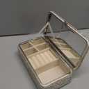 Bestbling Bling Crystal Leather Portable Travel Jewelry Box Organizer Display Storage Case for Rings Earrings Necklace (Silver)