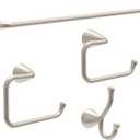 Delta ARV64-DN Arvo 4-Piece Bath Hardware Set 18-in Towel Bar w/ 6-in Extender, Toilet Paper Holder, Towel Ring, Hook, Brushed Nickel
