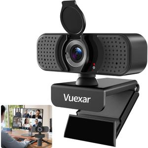 Full HD 1080P Webcam with Microphone, Noise-Canceling, Privacy Cover, Wide-Angle Lens, Auto Light Correction, Plug & Play USB Web Camera for Laptop, Desktop, PC, Mac, Zoom, Skype Pro Series