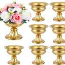 8 Pcs Gold Vases for Wedding Centerpieces 6.38 Inch Tall Metal Compote Vase Bulk Gold Trumpet Vase Flower Holder Wedding Table Centerpieces Decor for Wedding Party Anniversary Home Decor