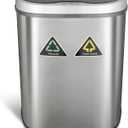 Ninestars DZT-70-11R Automatic Touchless Motion Sensor Semi-Round Trash Can/Recycler, 18.5 Gal. 70 L., Stainless Steel