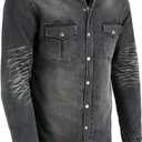 Milwaukee Leather MPM1620 Men's Black Flannel Biker Shirt w/CE Approved Armor - Reinforced w/Aramid Fibers - X-Large