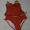 B2prity Tankini Swimsuits for Women Tummy Control Two Piece Bathing Suit High Waisted Wrap Swim Suit with Bottom Swimwear, Large, Orange 