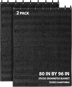 2 Pcs Large Sound Dampening Blanket,96" x 80" Soundproof Blanket with Grommets,850GSM Heavy Duty Studio Sound Absorption Blankets,Acoustic Blanket Noise Reduce for Room,Light Blocker,Moving Blankets