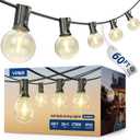 VIPAR Outdoor String Lights, 60FT 32 G40 Bulbs Patio Lights Outdoor Waterproof, Shatterproof Vintage Connectable LED Outside Hanging Light for Backyard, Porch, Garden, Deck, Bistro, 2700K Dimmable