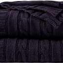 NTBAY 100% Pure Cotton Oversize (60x80) Cable Knit Throw Blanket, Super Soft Warm Knitted Blanket for Bed, Sofa, Chair, Couch - Extra Cozy, Machine Washable, Comfortable Home Decor, Eggplant Purple