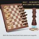 Magnetic Wooden Chess Set, 15" Folding Chess Board with 2 Extra Queens, Portable Travel Chess Set with Pieces Storage Slots, Beginner Chess Board Game for Adults & Kids