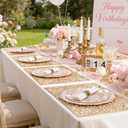 Liacere 350PCS Pink Plates Disposable-PinK Plates 50guest Baroque Plastic Dinnerware include 100Plates, 50Pack Pre Rolled Napkins with Silverware 50Cups Perfect for Wedding Party & Mothers Day