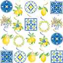 Capri Lemon Blue Yellow Tiles Spiral Hanging Swirl Decorations Mediterranean Amalfi Coast Ceiling Streamers for Positano Party Italian Summer Wedding, Birthday, Bridal Shower Bachelorette Fiesta Decor