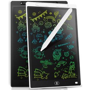 2 x [2 Pack] Genialba LCD Writing Tablet 8.5-Inch Colorful Doodle Board, Toddler Learning Educational Toys Gifts for 3-8 Years Old Girls and Boys, Electronic Drawing Pad for Kids (Black&White)