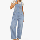 luvamia Denim Overalls for Women Barrel Leg Baggy Loose Fit Bib Stretchy Jean Jumpsuit Adjustable Strap Casual Overall, S