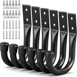 Heavy Duty Garage Storage Hooks, 6-piece Bike Hooks for Garage Wall, Utility Garage Hooks, Wall Mount J Hook for Hanging, Large Metal Storage Organizer Tool, Extension Cord Hanger