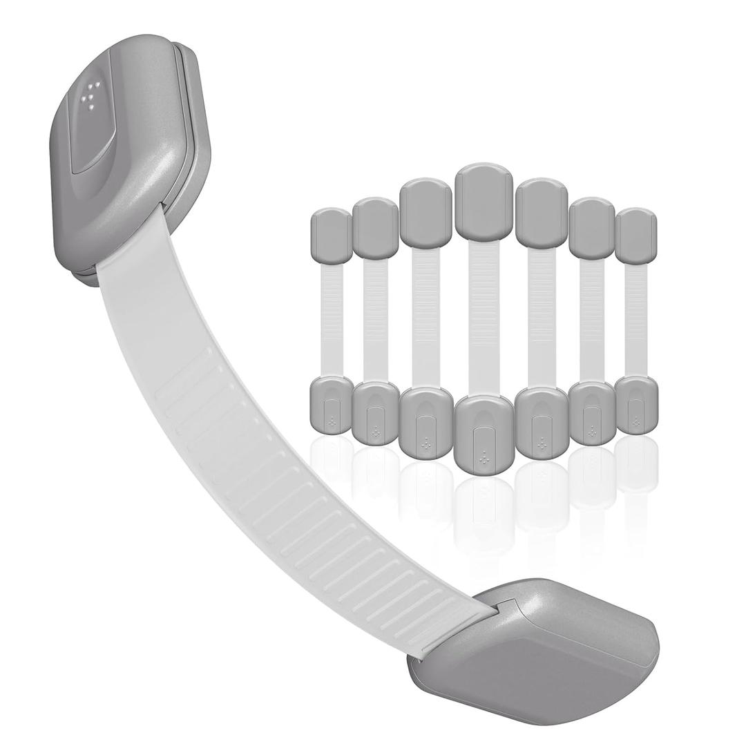 Baby Proofing Child Safety Locks (8 Pack) by Skyla Homes - The Safest, Quickest and Easiest 3M Adhesive Cabinet Latches, No Screws & Magnets, Multi-Purpose for Furniture, Kitchen, Ovens, Toilet Seats (Gray)