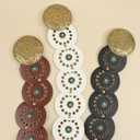 Wide Disc Belt for Women - PU Leather Hollow Out Round Belts Vintage Western Cowboy Cowgirl Waist Belt, Dark Brown, For 31"-34" Waist