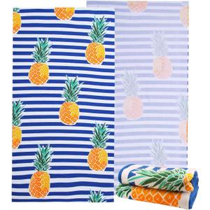 Microfiber Beach Towels - Oversized Beach Blanket Towel Portable Ultra Soft Super Water Absorbent Multi-Purpose Beach Throw Towel for Adults Girls Women Kids (Pineapple 1, 30"*60")