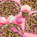 cocomigo 343pcs Cheetah Birthday Decorations Tableware Set, Serves 50 Guests, Cheetah Print Birthday Decorations includes 350 gsm Plates, Balloons, Tablecloths, for Leopard Theme Party Supplies