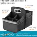 High Road Car Caddy with Cup Holders - Front Seat Organizer for Drivers or Back Seat Organizer for Kids - Portable Car Organizer with Easy One-Handed Carry Handle