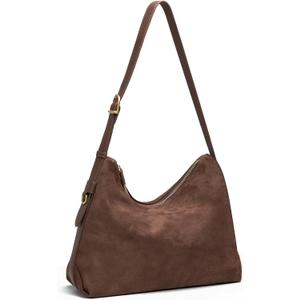 Hobo Bags for Women Slouchy Shoulder Suede Purse, Soft Crossbody Handbag with Multiple Pockets Casual Tote Purse (Coffee)