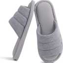 Shevalues Summer House Slippers for Women Men Breathable Waffle Indoor Slippers Slip-on Open Toe Home Shoes 6-7 Women/4.5-5.5 Men, Grey