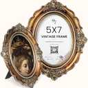 97 Decor 5x7 Vintage Picture Frames - 5 x 7 Picture Frame Antique, Ornate Gold Frames 5 x 7, Small 5x7 Picture Frame Wall Hanging For Home Decor