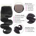 Human Hair Bundles with Closure 18 20 22+16 Inch Body Wave Closure with Bundles 100% Brazilian Virgin 3 Bundles Human Hair Weave with 4x4 Free Part Lace Closures Natural Black