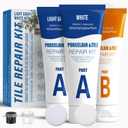 Tile Repair Kit - (Light Gray/White Kit) Ceramic Floor Tile Repair Kit - Super Strong Porcelain Tile Filler - Fix Cracks, Chips, Holes Fast. for Porcelain, Ceramic, Acrylic, Fiberglass, Enamel.