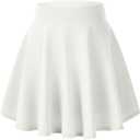 Urban CoCo Women's Basic Versatile Stretchy Flared Casual Mini Skater Skirt (X-Large, White)