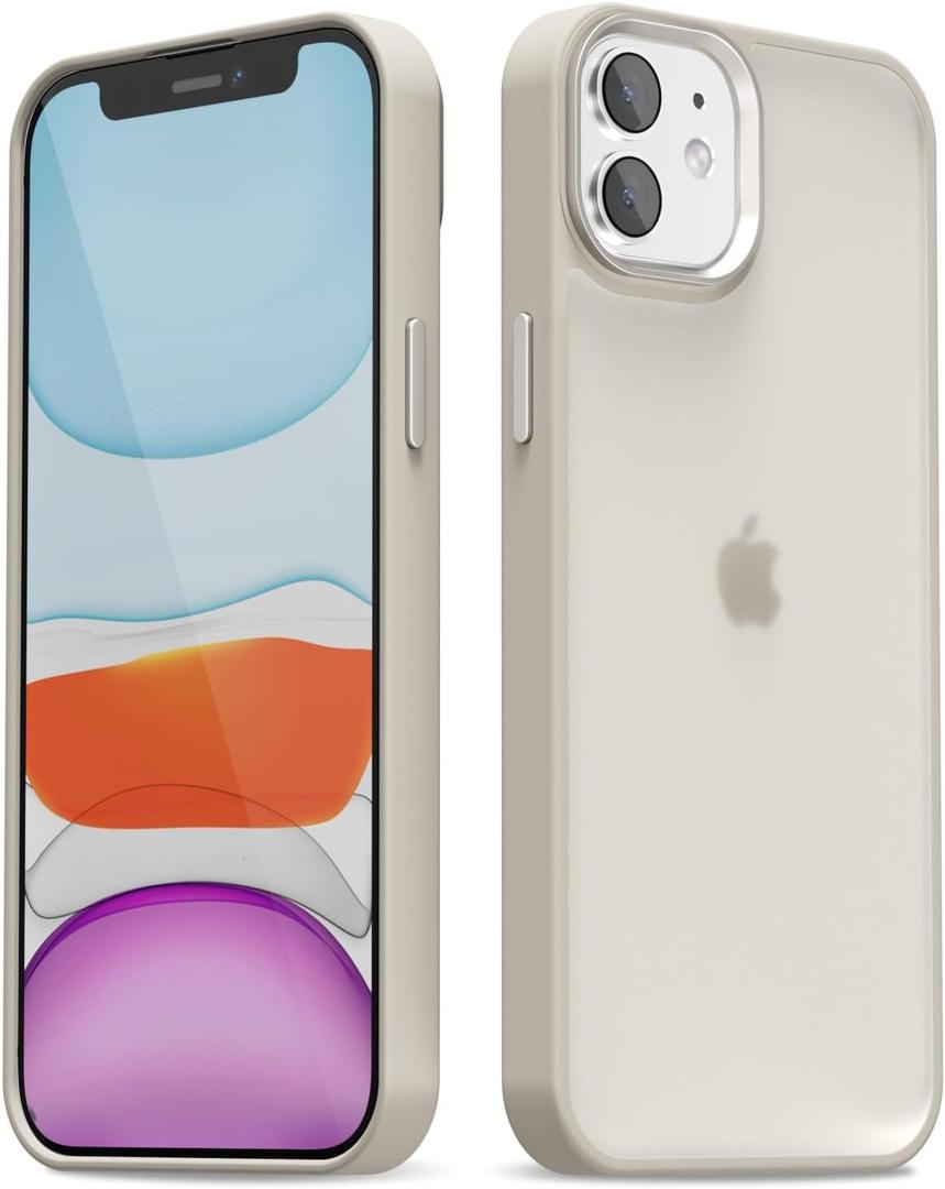 Oakxco for iPhone 11 Case Clear Hard Shell, Slim Thin Matte Transparent Plastic Cover & Protective Soft Silicone Rubber TPU Bumper, Girly Cute Phone Case for Women Girls, Beige Titanium