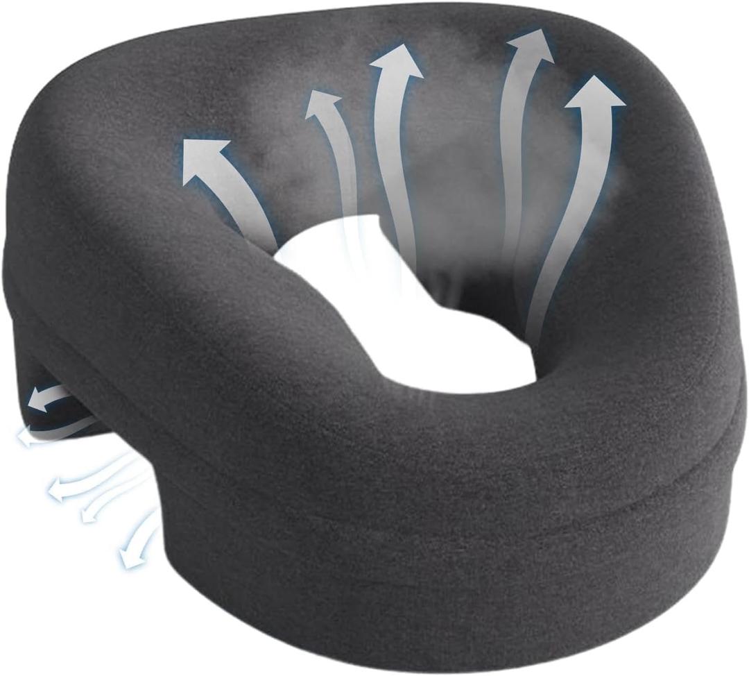 Face Down Pillows Massage Pillow for Bed Headrest Prone Down Sleeping Adjustable Memory Foam Stomach - Face Down Pillow After Eye Surgery (Dark Grey)