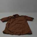 Tankaneo Women's Button Down Shirts Short Puff Sleeve Collared Dressy Casual Blouse Tops (Large, Coffee)