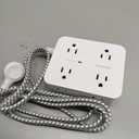 10 Ft Surge Protector Power Strip, HANYCONY Extension Cord with 8 AC Outlets 4 USB (2 USB C) Ports, Flat Plug, Wall Mount Desk USB Charging Station for Home (White)