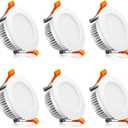 2 Inch Recessed Lighting, 5000K Daylight White, 3W(35W Halogen Equivalent) Dimmable LED Downlight, CRI80, Ceiling Lights with LED Driver (6 Pack)