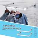 Unittype 2 Pack U Shaped Rectangular Tubing Handrail 24 Inch Wide Metal Handrail for Slat Wall Retail Displays Slat Wall Bracket Clothing Rack Home Use, Square Tube(Silver)