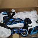 Adjustable Inline Skates Boys and Girls Ages 5-8 8-12 with Light up WheelsRoller Skates for Kids Ages 4-12, Teen Skates for Beginner Outdoor and Indoor, Blue, Large-Youth（3-6 US）