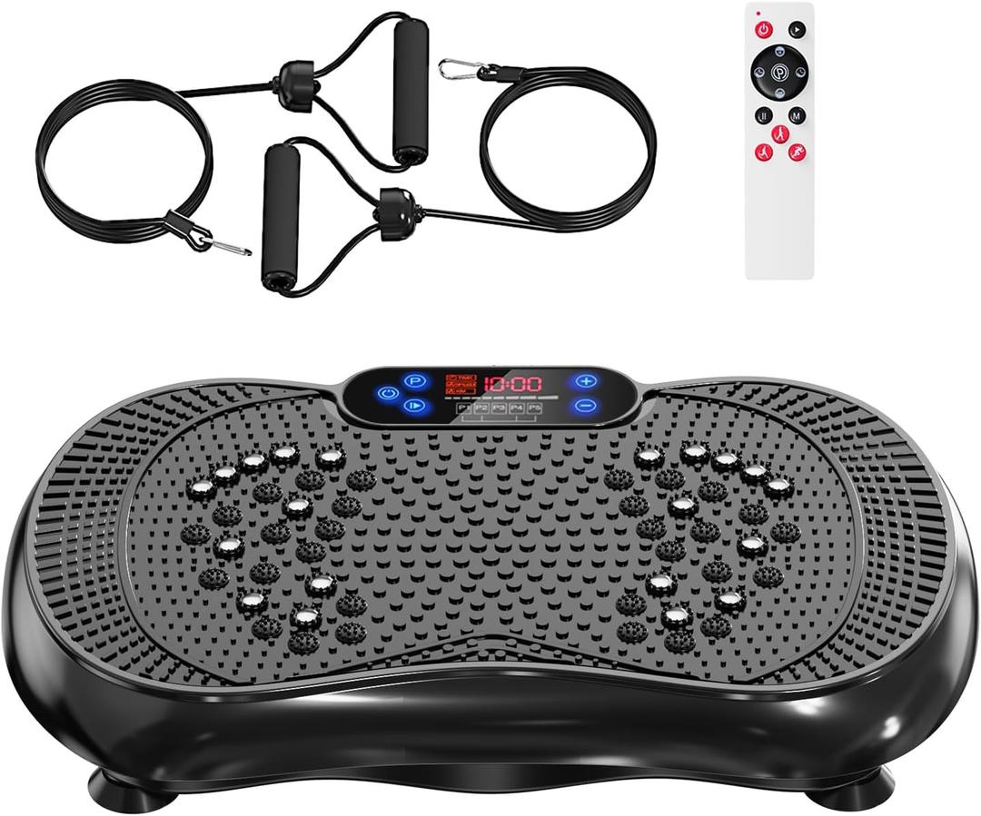 Vibration Plate Exercise Machine, Lymphatic Drainage Machine for Weight Loss, 100-Speed Platform with Remote & Bands, Quiet Full Body Vibrating Plate 500 Lbs Capacity Fitness Platform