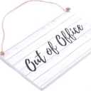 Out Of Office Sign - Hang on your office door, great small, lightweight notice to say you're not in (White Wood Effect) - Small Size measuring approx 5.7" x 3.5"