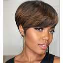 Pixie Wigs Short Wigs for Black Women Brown Short Pixie Cut Wigs for Black Women Layered Wigs with Bangs for Women (Mixing Black and Brown)
