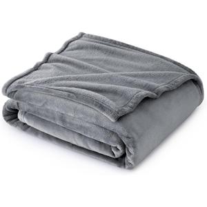 Bedsure Fleece Blanket Twin Size Grey - 300GSM Lightweight Plush Fuzzy Cozy Soft Warm Blanket for Bed, Sofa, Couch, Travel, Camping, 60x80 inches (Twin (60" x 80"))