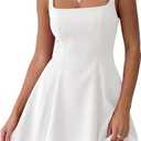 PRETTYGARDEN Summer Dresses for Women 2026 Sleeveless A Line Business Casual Formal Cocktail Party Spring Short Dress, White, XX-Large, 