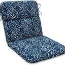 Pillow Perfect Outdoor/Indoor Round Corner Chair Cushion, 40.5" x 21", Blue Merida Indigo