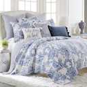 Levtex Home - Bennett Quilt Set - King/Cal King Quilt with Two King Pillow Shams - Floral Paisley - Blue and White - 106x92in and Pillow Sham Size 36x20in - Reversible - Cotton