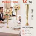 VEVOR 12 PCS Wedding Flower Vase, 21.7 in Tall Trumpet Flower Table Centerpieces, Banquet Vases Easy Installation, Electroplated Versatile Arrangement Stand for Party Events Home Decor Reception, Gold