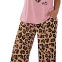 CHICME Womens Pajamas Set 2 Piece Adjustable Strap Tank Pj Set Loose Printed Pants Sleepwear Lounge Sets (M)