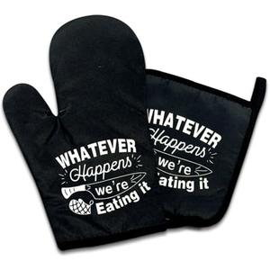 Dhecvbd What Ever Happens We're Eating It, Funny Oven Mitts and Potholders (Set of 2) with Silicone Non-Slip Hanging LoopUnique Gifts for Chef dad Brother, Manly Father's Day, Pack of 5