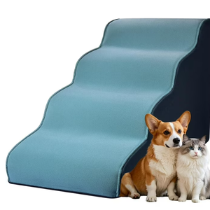 Dog Stairs for Small Dogs 19.7”H, Cowhide-Pattern Flocking Fabric,with Cushioning Support Layer,4-Step Dog Steps for High Bed, Couch, Sofa and Chair, Non-Slip Balanced Pet Ramp Indoor, Green