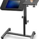 Tilt-Swivel Dual Desktop Bed Side Table Tray with Wheels, Adjustable Height Laptop Over Bed Table, Folding Lightweight Hospital Bed Table, Black